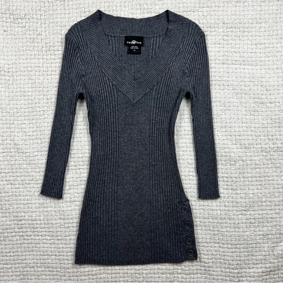 Y2K Grey Long Line Sweater - Picture 2 of 6